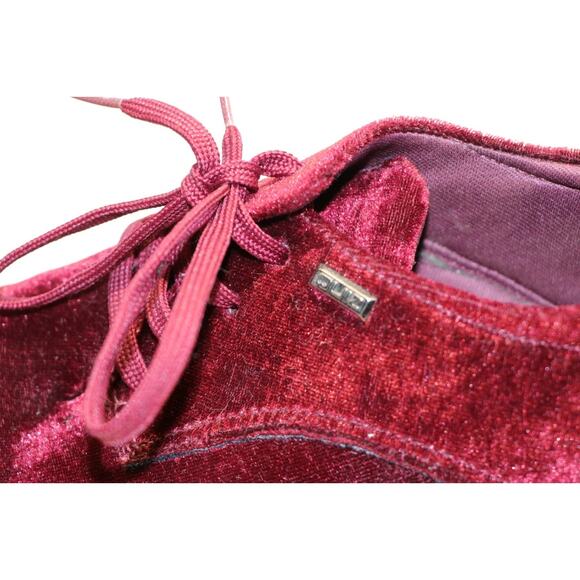 Quiz Size 7.5 Burgundy Velvet Wedge Platform Lace Up Red Shoes - Picture 4 of 10